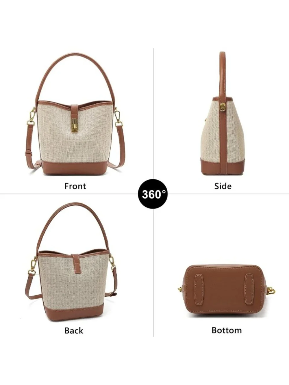 Trendy Coated Canvas Bucket Crossbody Bag for Women | Small Satchel Purse with